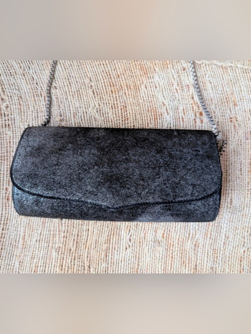 Lana Marks petite sparkling silver metallic clutch EUC